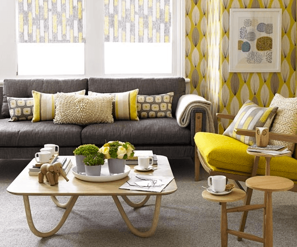 gorgeous college apartment with yellow accents