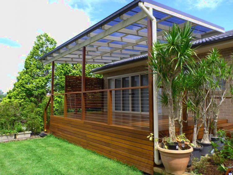 modern deck with glass ceiling