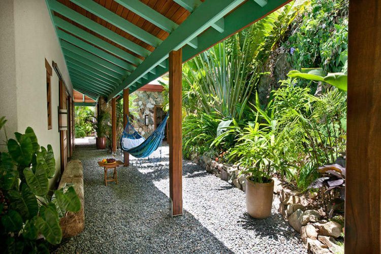 covered backyard area with hammock