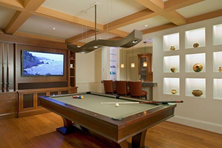 modern billiard room with modern decor