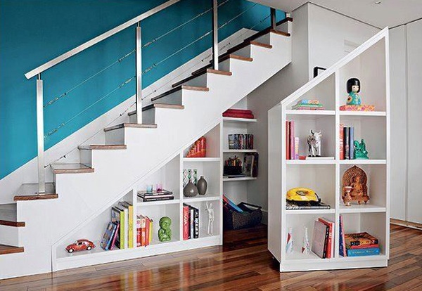 modern bookshelf with extra storage space