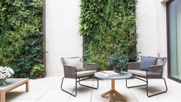 modern roof terrace with planters