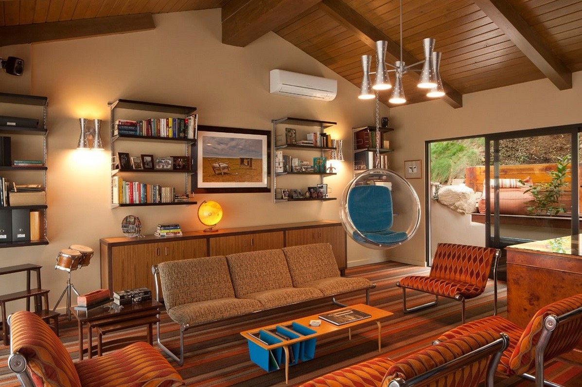 modern 70s style living room