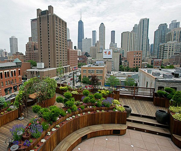 rooftop garden with sitting area