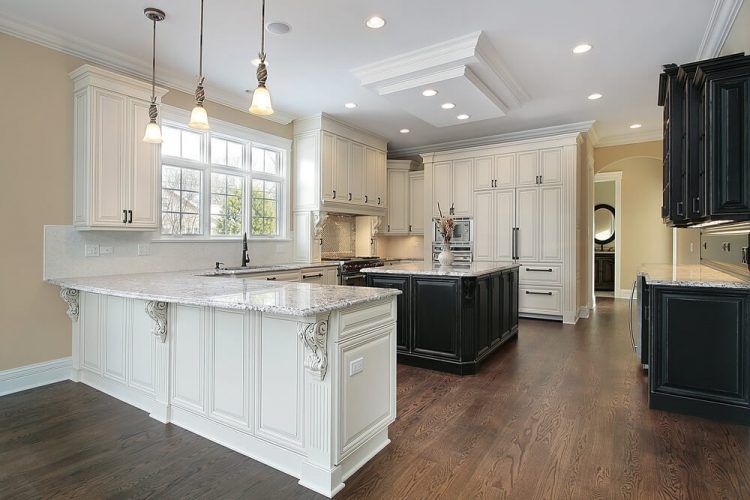 contemporary kitchen with hardwood flooring