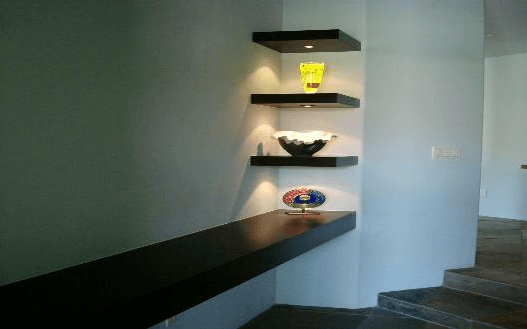 simple floating black shelves