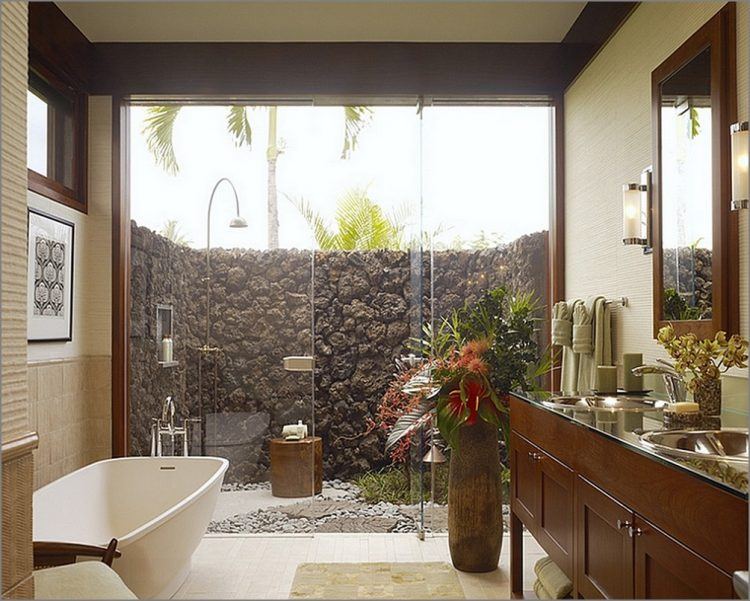 outdoor stone shower