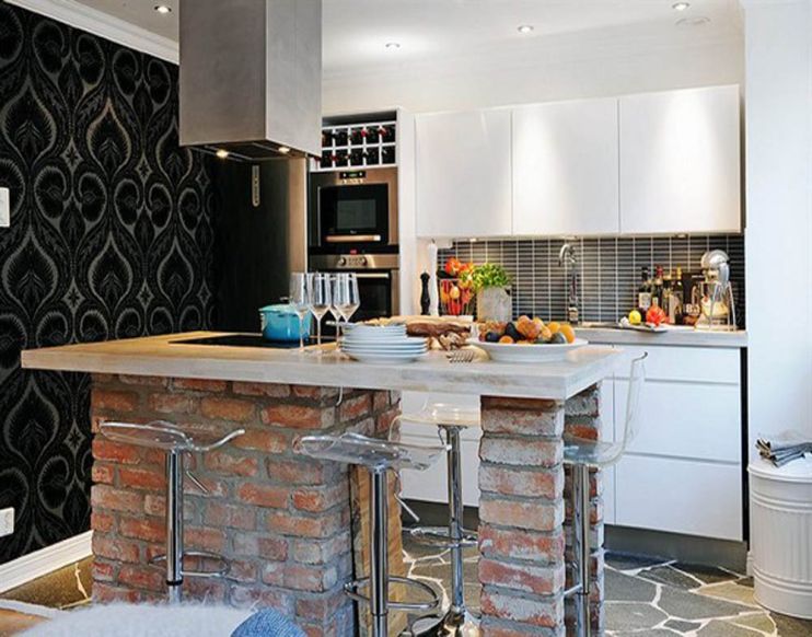 unique modern kitchen island made of brick