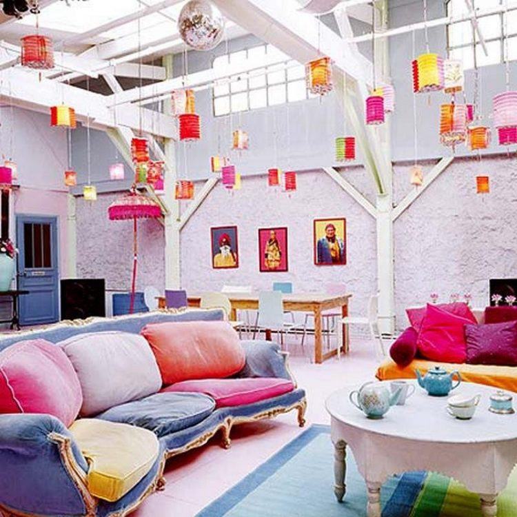 living room with triadic color scheme