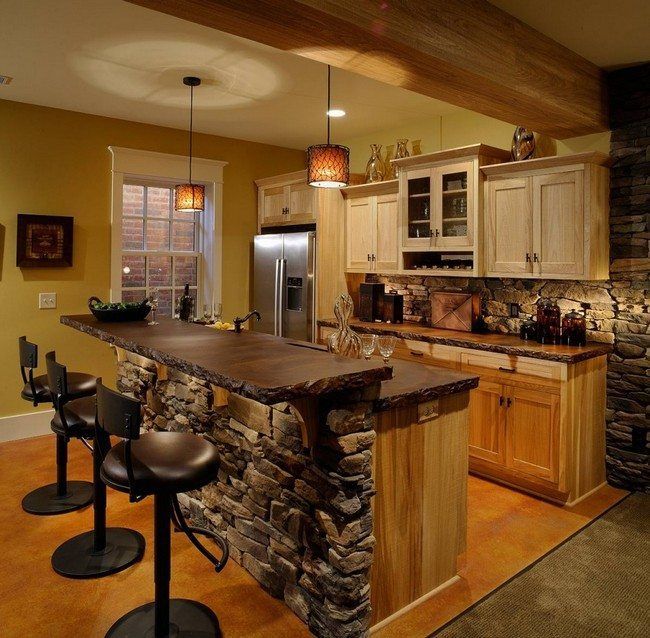 kitchen with bar style seats