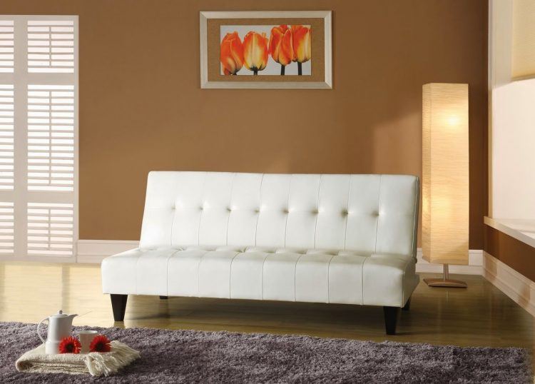 small white futon couch