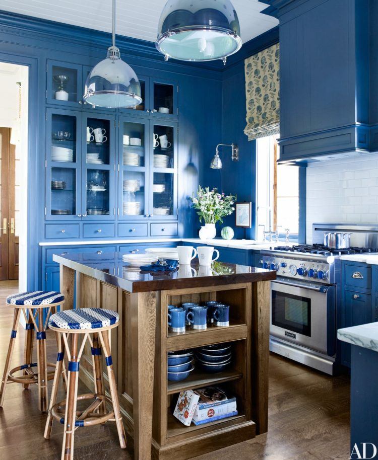 beautiful bright blue kitchen design