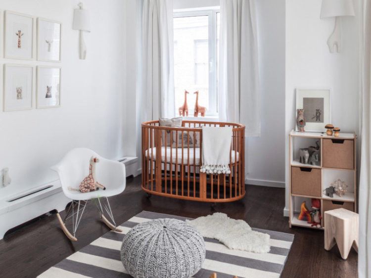 baby room with wooden oval crib