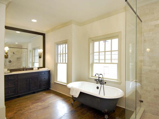 bathroom with beautiful hardwood floor