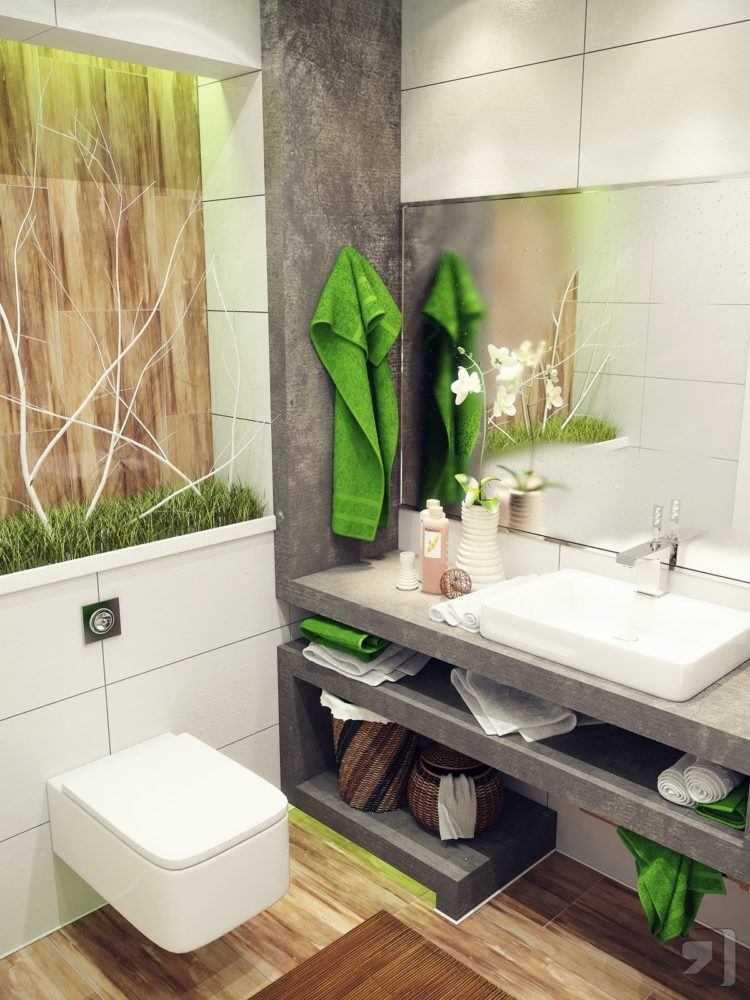 gren and white bathroom design