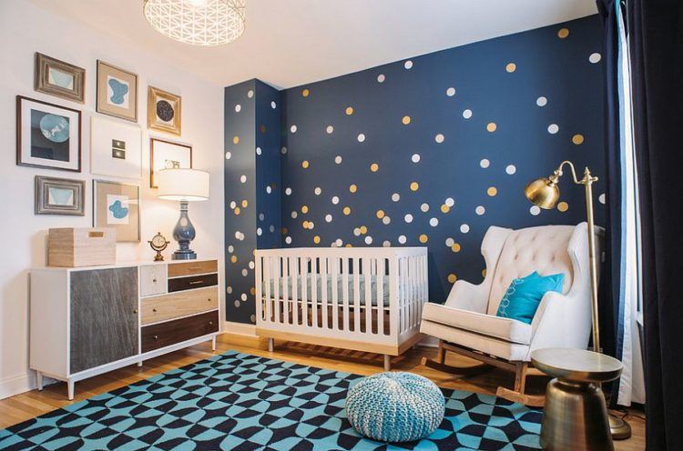 trendy baby nursery with blue design