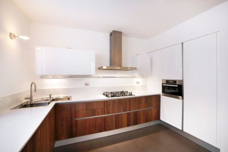 beautiful contemporary kitchen with corner sink