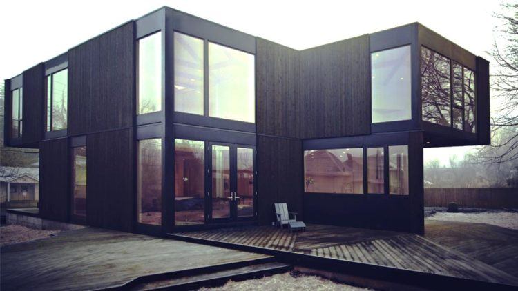 modern home with black exterior