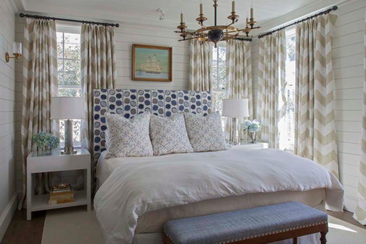 bedroom with chandelier