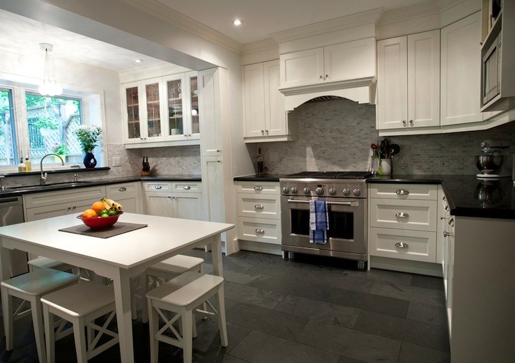 kitchen with white cabinets