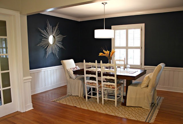 dining room with beautiful blue paint