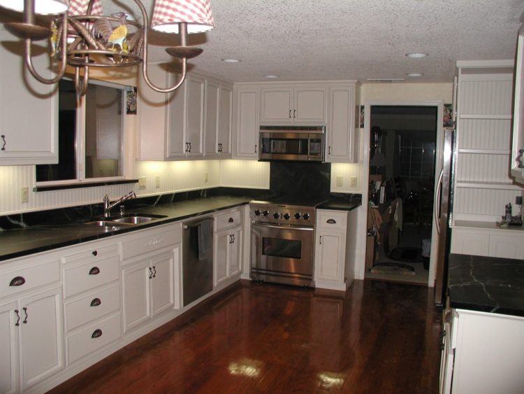 modern kitchen with black counter