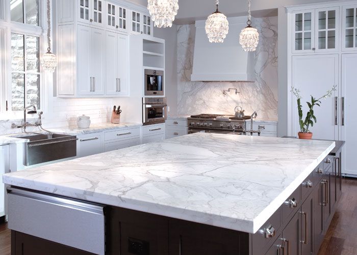 kitchen with white marble counter
