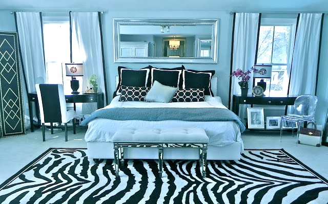 master bedroom with zebra decor