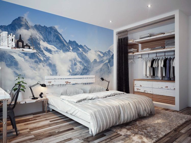 mountain mural in bedroom