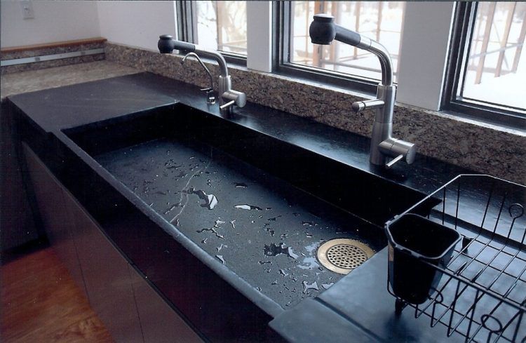 large soap stone sink and countertop