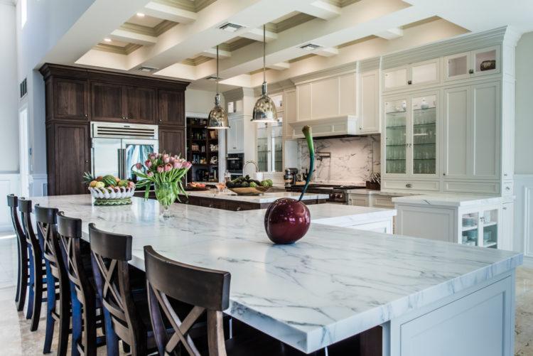 kitchen with unique ceiling design