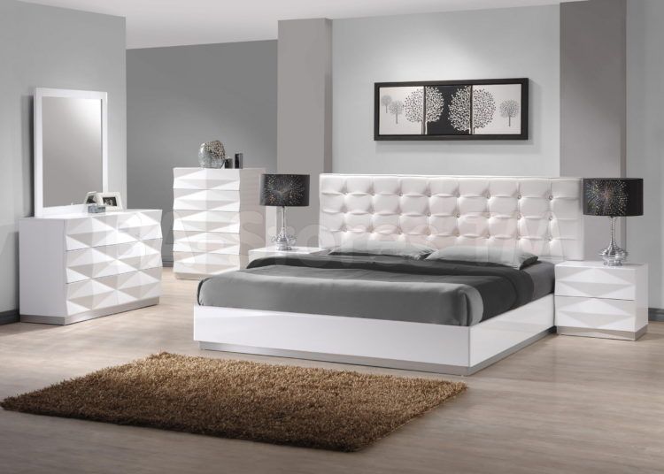 affordable modern bedroom with white furniture