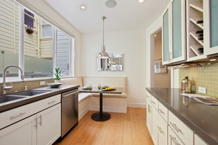 breakfast nook with great lighting