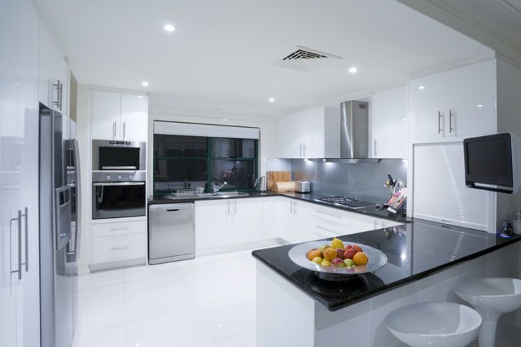 german style black and white kitchen