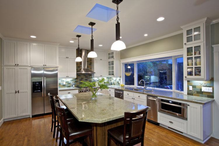 modern kitchen with wood floor