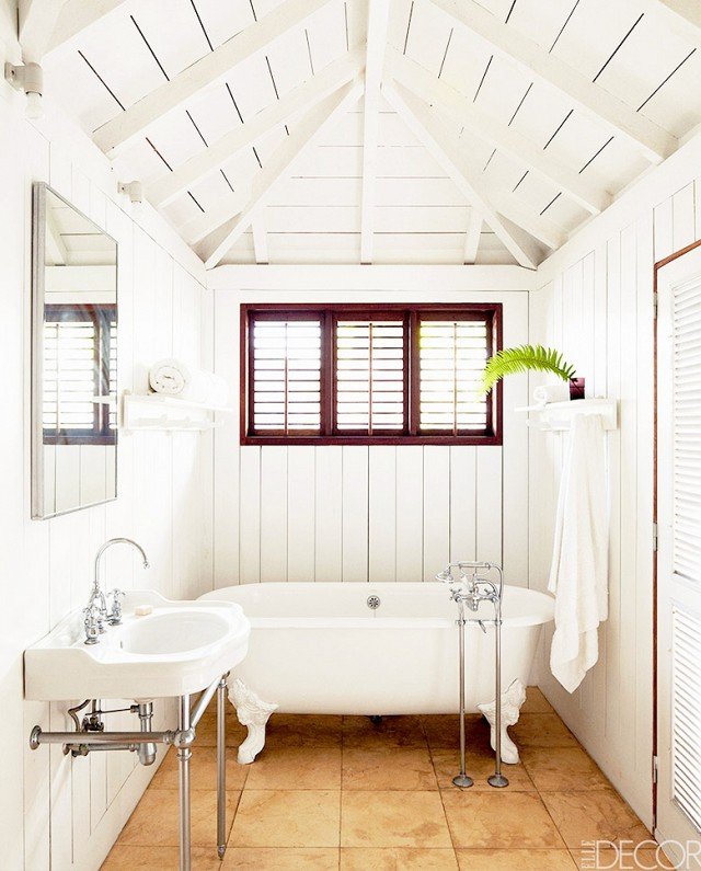 bathroom with white wooden ceiling