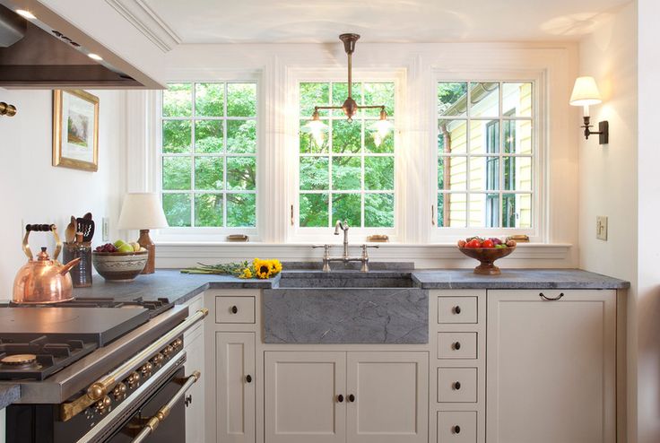 beautiful kitchen with hanging lamp