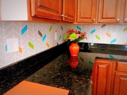 colorful DIY backsplash