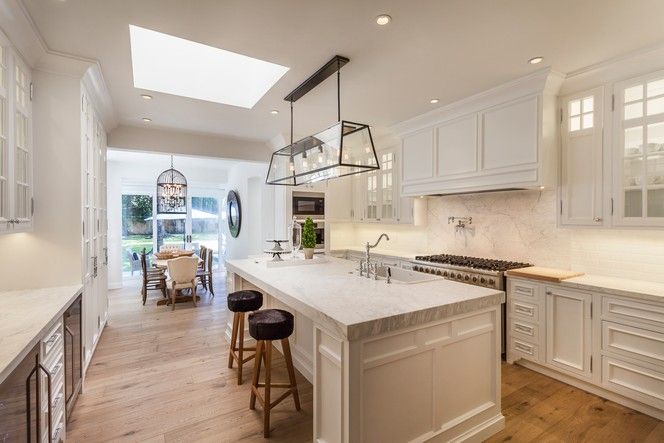 traditional kitchen with island seating