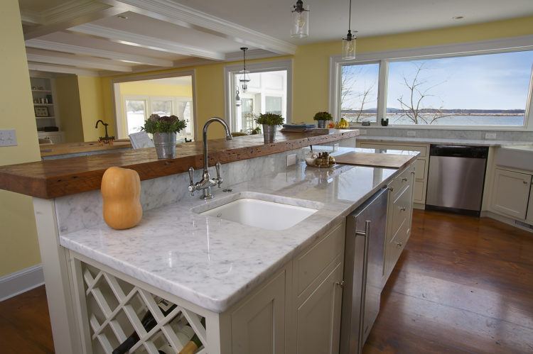 white carrara marble and pencil edge