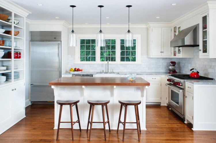 cool transitional l shaped kitchen