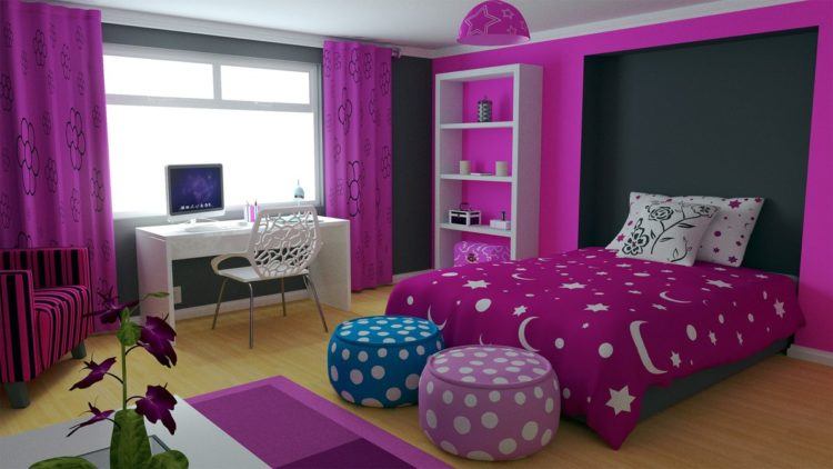 purple/pink teenage room