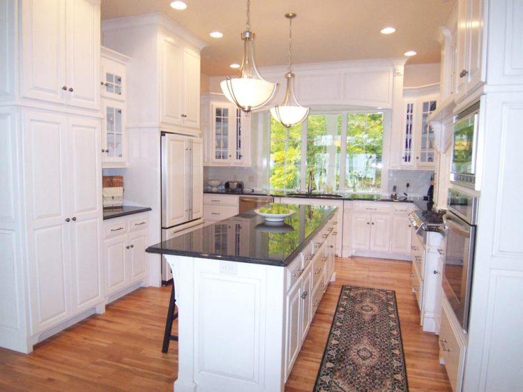 beautiful kitchen with large white island