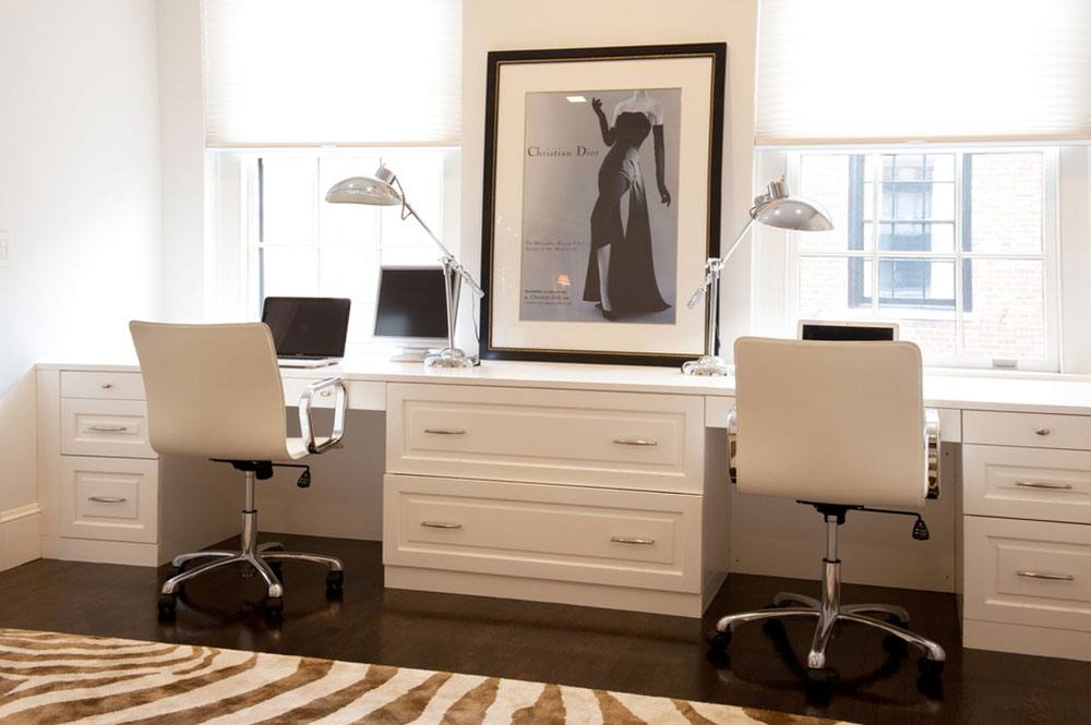 beautiful white two person desk