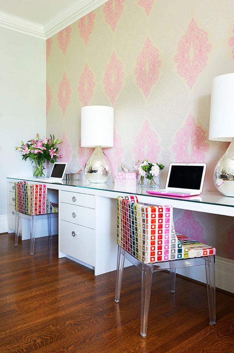 two person desk with glass top