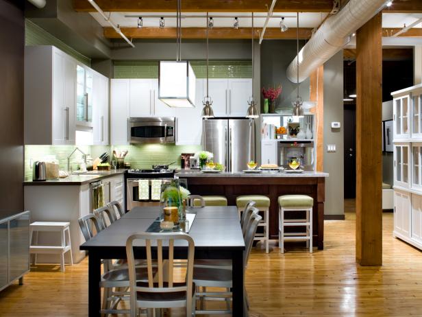 beautiful modern kitchen with dining area