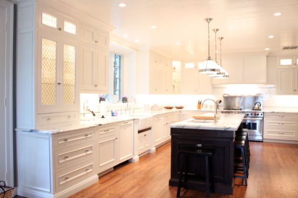 beautiful white l shaped kitchen