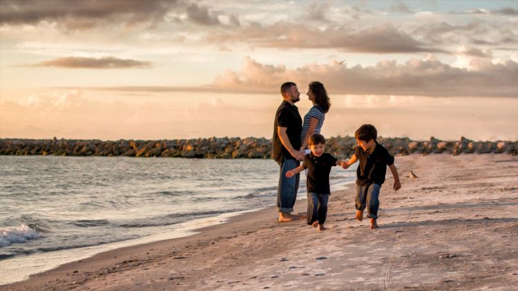 family on the beach in clearwater