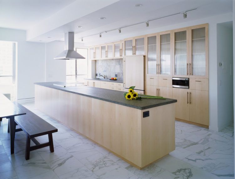 white marble kitchen floors