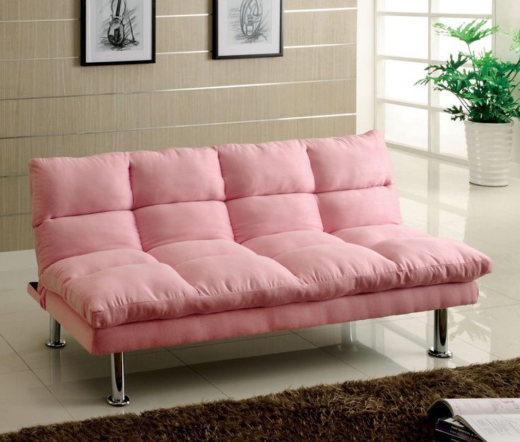 small comfortable pink futon